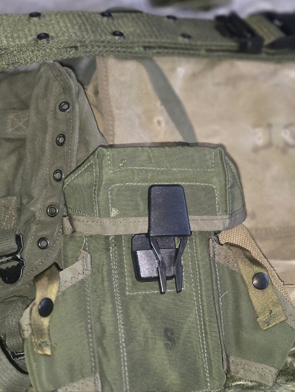 Canvas Military-Style Field Backpack in Olive and Tan